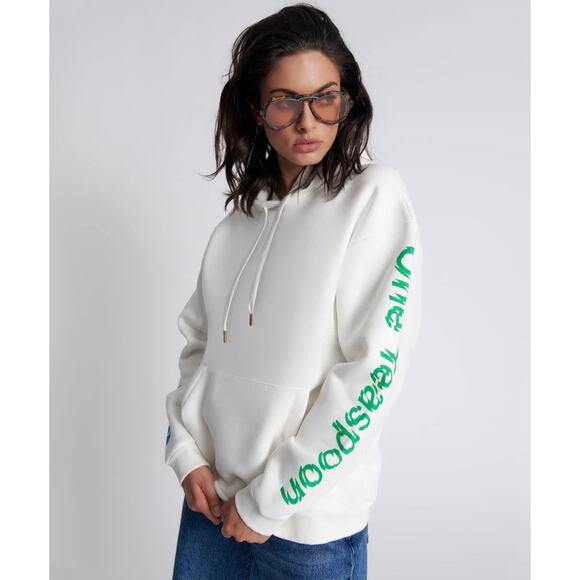 #265 NWT- ONE TEASPOON GET PHYSICAL OVERSIZED HOODY WHITE Size:XXS Ret$242 - Picture 1 of 8